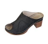 Generisch Sandalias Peeptoes para mujer, sandalias de verano para mujer, sandalias de verano con agujeros, transpirables, informales, modernas, clásicas, Negro , 37 EU