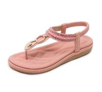 Generisch Sandalias planas cómodas para mujer, informales, sin cordones, puntera abierta, chanclas para caminar por la playa al aire libre, ligeras, transpirables, Rosa., 41 EU