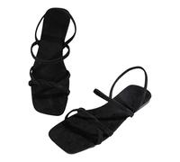 Generisch Sandalias planas elegantes y cómodas con correas, perfectas para un estilo informal de verano. Zapatillas ligeras para divertirse al aire libre. Un clásico imprescindible., Negro , 42 EU