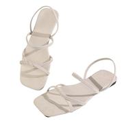 Generisch Sandalias planas elegantes y cómodas con correas, perfectas para un estilo informal de verano. Zapatillas ligeras para divertirse al aire libre. Un clásico imprescindible., Blanco, 42 EU