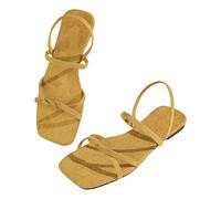 Generisch Sandalias planas elegantes y cómodas con correas, perfectas para un estilo informal de verano. Zapatillas ligeras para divertirse al aire libre. Un clásico imprescindible., amarillo, 35 EU
