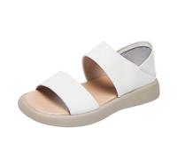 Generisch Sandalias planas para mujer, sandalias romanas de verano con suela plana para mujer,moda,suelas suaves,que llevan holgazanes con una pierna dos, Blanco, 42 EU