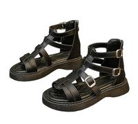 Generisch Sandalias romanas con suela suave para niñas, ideales para el día a día, vacaciones, con diseño firme, material lavable a mano para niños de 3 a 10 años, Negro , 32 EU