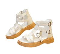 Generisch Sandalias romanas con suela suave para niñas, ideales para el día a día, vacaciones, con diseño firme, material lavable a mano para niños de 3 a 10 años, Blanco, 30 EU