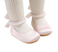 Generisch Sandalias suaves para bebés y niños pequeños con adornos de perlas: ideales para primavera y otoño, botas antideslizantes para bebés para primeros pasos, adecuadas para 0-18 meses., A4 Beige