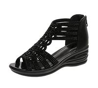 Generisch Sandalias Up para mujer, con cremallera, para exteriores, para mujer, sin restricciones, para el día a día, tiempo libre, Negro , 39 EU