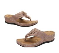 Generisch Sandalias y deslizadores para mujer, chanclas para mujer con flores, sandalias romanas, sandalias de cuña, sandalias de casa abiertas, sandalias de plataforma abiertas, antideslizantes