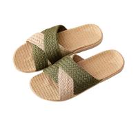 Generisch Sandalias y slides para mujer, zapatillas de estar por casa para mujer, de lino, pantuflas de bambú, paja, para parejas, sandalias bohemias, zapatos de verano, antideslizantes, para playa