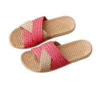 Generisch Sandalias y slides para mujer, zapatillas de estar por casa para mujer, de lino, pantuflas de bambú, paja, para parejas, sandalias bohemias, zapatos de verano, antideslizantes, para playa