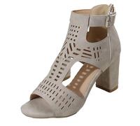 Generisch Sandalias Zapatos de Verano Mujeres Primavera Nuevo Tamaño Grande Comercio Exterior Zapatos de las Mujeres Novela Viento Hueco Moda Cremallera Espalda Talones Gruesos Sandalias Mujeres, gris