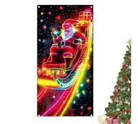 Generisch Santa Puerta Delantera, 90 x 180 cm Navidad UV Fluorescente Santa Claus Decoración, Decoración Fondo Banner - para Garaje, Escuela Oficina, Propietario de Casa Anfitrión