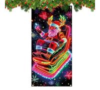 Generisch Santa Puerta Delantera, 90 x 180 cm UV Fluorescente Decoración de Navidad - Decoración de Fondo de Garaje, para de Garaje, Pared Exterior, propietarios de casa, decoración del hogar