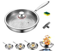 Generisch Sartén de titanio sin revestimiento, sartén de titanio de 26/28/30 cm, sartén de titanio, ultrarresistente a los arañazos, antiadherente Wok Frying Pan para cocina y camping