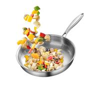 Generisch Sartén martillada sin revestimiento, de acero inoxidable, apta para inducción, para cocinar en casa, freír carne, y comidas familiares