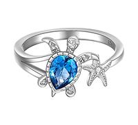 Generisch Schwestern Ringe Silberner Retro-mehrschichtiger Stern-Diamantring Strassring Eleganter Sternring Einstellbare Öffnung für Frauen Hefter 2 Ringe, Einheitsgröße, other, Sin piedras preciosas