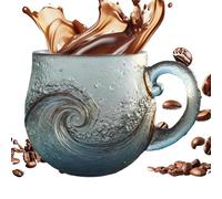 Generisch Sea Glass Wave Taza, 300 ml Taza de Café Tema Hecho a Mano Con Mango Café, Cristalería Única Para Casa De La Playa Oficina De Vino Té, Cócteles, Amantes De La Playa Y Regalo
