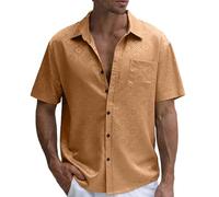 Generisch Seidensticker Hemd Herren Kurzarm Hemden Button Down Hawaiihemd Sommer Strand Hemd mit Brusttasche Vintage T Shirts Lässiges Urlaubs Top Strandhemden Sommerhemd Freizeithemd