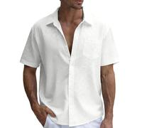 Generisch Seidensticker Hemd Herren Kurzarm Hemden Button Down Hawaiihemd Sommer Strand Hemd mit Brusttasche Vintage T Shirts Lässiges Urlaubs Top Strandhemden Sommerhemd Freizeithemd