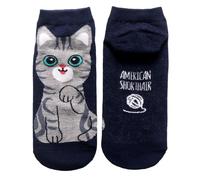 Generisch Señoras y niñas lindo dibujos animados tres pequeños animales gato calcetines, azul, talla única