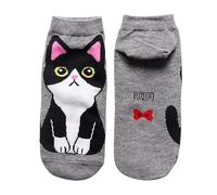 Generisch Señoras y niñas lindo dibujos animados tres pequeños animales gato calcetines, gris, Talla única