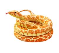 Generisch Serpiente de peluche realista como peluche y decoración, 2 metros de largo, detallada, flexible y terriblemente real, adecuada para sala de estar (amarillo-220 cm)