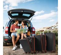 Generisch Set de equipaje de 3 piezas con apertura frontal, soporte plegable para bebidas, candado TSA y ruedas de 360° - M(20 pulgadas)/L (24")/XL (28") Set de maletas de viaje de ABS