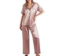 Generisch Sexy Dessous Po Damen anzug Hosen Set Nachtbekleidung reizvolle Nachthemd Kurz- und Ärmellos Set Unterwäsche Unterwäsche lockere Robe Set sexy Top Satin Frauen Dessous Edel Sexy, Rosa., L