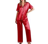 Generisch Sexy Dessous Po Damen anzug Hosen Set Nachtbekleidung reizvolle Nachthemd Kurz- und Ärmellos Set Unterwäsche Unterwäsche lockere Robe Set sexy Top Satin Frauen Dessous Edel Sexy, rojo, L