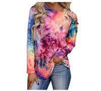 Generisch Sexy impresión larga mujeres color tinte v cuello manga blusa para mujer túnica, multicolor, XL