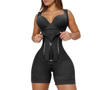 Generisch Shapewear para mujer, body lifter bodysuit bodysuit corpiño mono con soporte de aros forma figura levanta nalgas, Negro , L