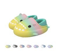 Generisch Shark Slides Winter Kids, Non-Slip Waterproof House Cloud Slide Slippers, Warm Fur Lined House Home Slipper, Yellowgp, 33/34 EU
