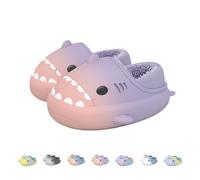 Generisch Shark Slides Winter Kids, Non-Slip Waterproof House Cloud Slide Slippers, Warm Fur Lined House Home Slipper, rosa/morado, 33/34 EU