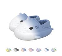 Generisch Shark Slides Winter Kids, Non-Slip Waterproof House Cloud Slide Slippers, Warm Fur Lined House Home Slipper, blanco y azul, 29/30 EU