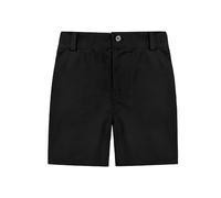 Generisch Shorts für Jungen, Stretch, Schulkleidung, Kinder, Flache Vorderseite, Chino-Twill, lässige Shorts mit Taschen (Black, 7-8 Years)