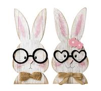 Generisch Signo de mesa de Pascua | 2 piezas de madera Bunny Home Decor Centerpiece Signs for Kitchen Living Room Workplace Shelf Coat Entryway Indoor