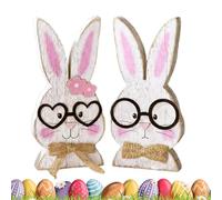 Generisch Signo de mesa de Pascua - 2 piezas de madera Bunny Home Decor for Indoor | Table Centerpiece Signs for Kitchen Living Room Workplace Shelf Mantel Entryway Spring Holiday Decoration