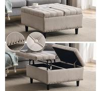 Generisch Silla de almacenamiento cuadrada XXL - Banco acolchado con capacidad de carga de 130 kg, concepto de espacio de almacenamiento de doble cara para salón, dormitorio, estudio, sin montaje