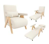 Generisch Sillón convertible 3 en 1 con función de sueño - Sillón plegable ajustable para sofá o cama individual, tela de lino, para salón, dormitorio, oficina, capacidad de carga 120 kg