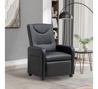 Generisch Sillón de relax negro de poliuretano con reposapiés plegable, ajuste de ángulo en varios niveles, sillón reclinable para salón, estudio, cine en casa