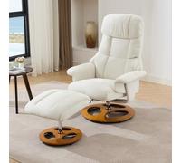 Generisch Sillón de relax premium con masaje de 5 puntos, función de calor y tecnología de rotación de 360°, incluye reposapiés ajustable, tejido de chenilla transpirable y base de madera maciza