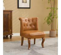 Generisch Sillón de salón de piel auténtica marrón claro | Top Grain piel de vacuno individual Sillón con patas de madera de caucho maciza, soporta hasta 150 kg, para salón, comedor, hogar, oficina
