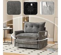 Generisch Sillón giratorio de 360 grados con reposabrazos, moderno sofá individual con cojines para salón, dormitorio, oficina y oficina en casa, marco de metal fuerte y capacidad de carga de 150 kg