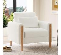 Generisch Sillón moderno con cojín grueso, cómodo sillón de relax para salón, oficina y dormitorio, cojín extraíble, marco de madera maciza, capacidad de carga de 150 kg, color blanco/gris/verde