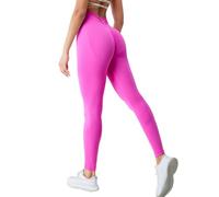 Generisch , Sin costuras, cintura alta, melocotón, levantamiento de caderas, fitness, lavado de agua, ajustado, deporte, yoga, 4, Rosa intenso., XL
