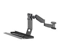 Generisch Sit-Stand Single Monitor Wall Mount, Wall Mounted Work Station with Foldable Keyboard Tray, Height and Angle Adjustable, with Gas Spring Arm, MAX Load 22 Kg, Fits 17"-35" Screens(60cm)