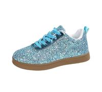 Generisch Slip In Schuhe Damen Lässige -Sneaker, bequeme, flache Schnürschuhe mit Design für den Alltag Tanzparty, Jeans und Hosen-Outfits die ganze Saison über, azul claro, 41 EU