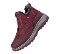 Generisch Slip In Schuhe Herren Winter Sneaker Herren gefüttert, Herrenwalking schuhe flache Sohle Sportschuhe Weich bequeme Schlupfschuhe Warm gefüttert Schneeschuhe für Freizeit, Camping, rojo, 39