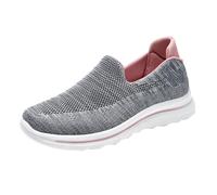 Generisch Slip On Sneakers - Zapatillas de fitness para mujer, zapatos de senderismo, de malla, transpirables, de tela, ligeros, cómodos, para el tiempo libre, para mujer, Claro ceniza, 37 EU