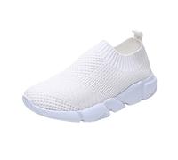 Generisch Slip on Sneakers - Zapatillas deportivas para mujer, transpirables, de malla, cómodas, ergonómicas, suaves, para caminar, para el tiempo libre, Blanco, 40 EU