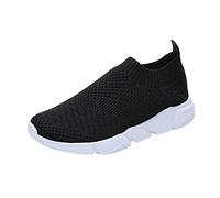 Generisch Slip on Sneakers - Zapatillas deportivas para mujer, transpirables, de malla, cómodas, ergonómicas, suaves, para caminar, para el tiempo libre, Negro , 37 EU